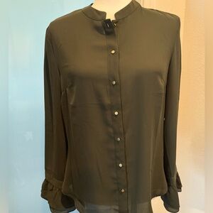 Army Green Long Sleeved Blouse